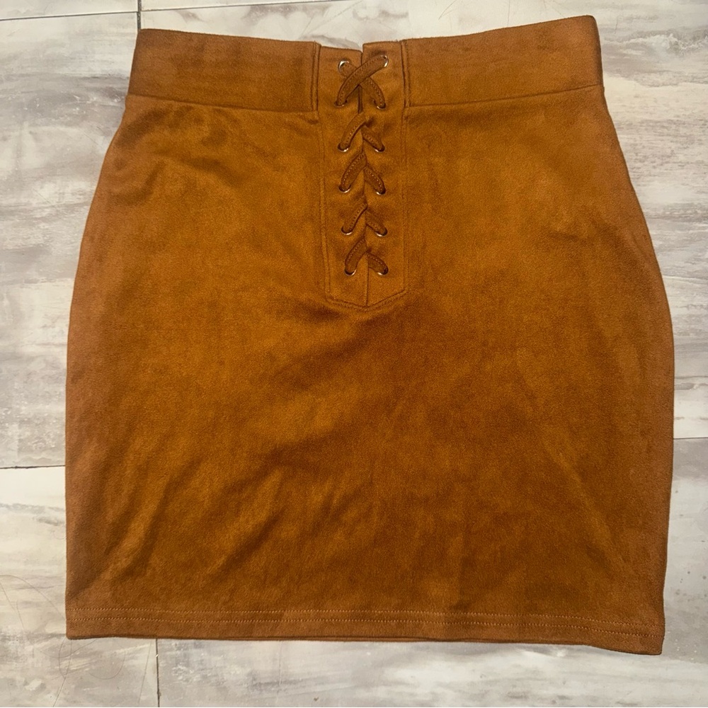 Forever 21 Brown Suede Mini Skirt with Tie Front